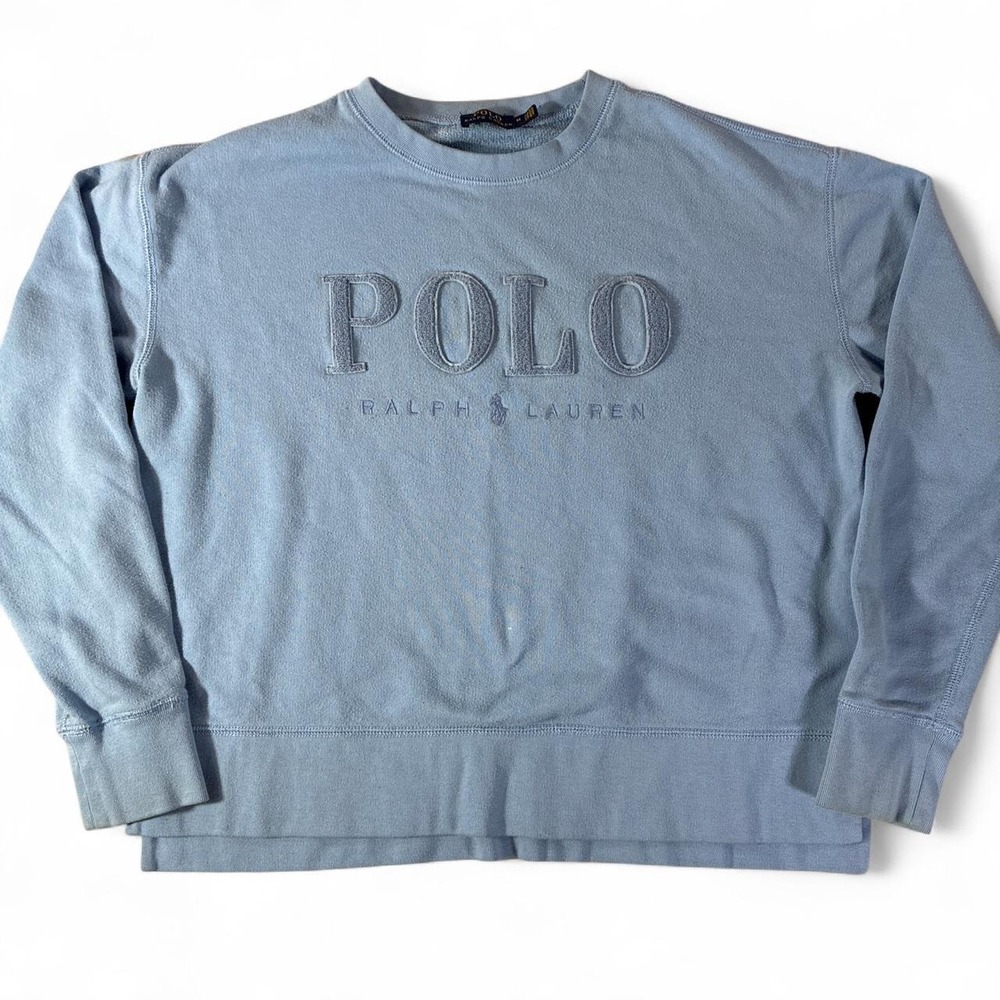Women's Polo Ralph Lauren light blue sweatshirt. Women's medium